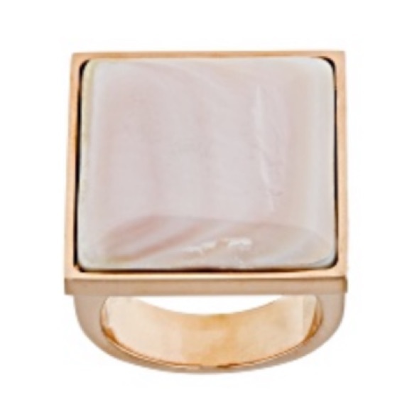 20MM PINK SOUTH SEA MOTHER-OF-PEARL 18K ROSE GOLD TONE STAINLESS STEEL RING - Picture 1 of 5